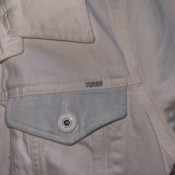 NWT G Star 3301 Straight Jacket Women's Size Small Light Aged Scatter White Blue - Picture 4 of 6
